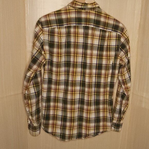 J. Crew Yellow Green Brown Plaid Button Down Medium - Picture 2 of 6